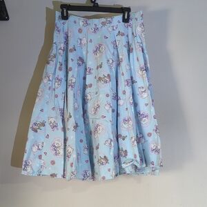 Hell Bunny Blue A-Line Pleated Skirt for Casual Wear